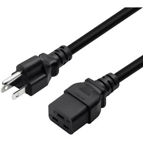 3.2ft/1m Nema 5-15P to IEC320 C19 Power Cable,Power Line for PDU/UPS,American Standard 5-15P Male to C19 Three Horizontals 16A Female Plug