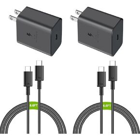 2Pack 45W Super Fast Charger Type C, USB C Wall Charger Block &6.6FT Cord for Samsung Galaxy S24 Ultra/S24 Plus/S24/S23 Ultra/S23/S22 Ultra/S22 Plus/S22/Note 20/iPhone 15 or 16/Pixel/Android Phone