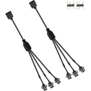 GINTOOYUN ARGB Splitter Cable 5V 3 Pin Addressable RGB Splitter Cable 3-pin to SM 3Pin Female Adapter Cable for PC Led Strip,5V ARGB Fan,Computer Chassis（2 PCS）