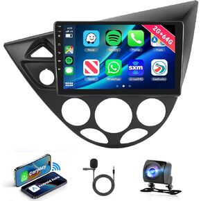 2+64G Android Car Stereo for Ford Fiesta 1995-2001/ for Focus 1998-2004 Radio Upgrade - Wireless Carplay Android Auto, 9 Inch Touch Screen in-Dash GPS Head Unit-WiFi/Bluetooth/HiFi/SWC/Backup Camera