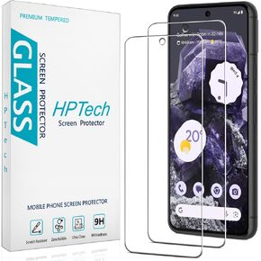 HPTech (2 Pack) Designed for Google Pixel 8A Tempered Glass Screen Protector, Ultrasonic Fingerprint Compatible, Anti Scratch, Bubble Free