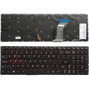 Laptop Replacement US Layout Backlit Keyboard for Lenovo IdeaPad Y700 Y700-15ISK Y700-17ISK Y700-15ACZ, Black