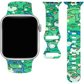 Frog Watch Band Compatible with Apple Watch, Iwatch Bands Soft Silicone Strap Adjustable Replacement for All Series