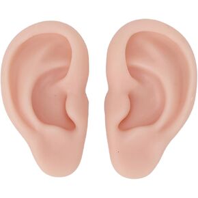 Silicone ear model, flexible left and right model for ear piercing, silicone body parts, silicone ear mould (dark skin colour)