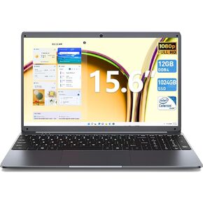 SGIN Laptop Computer, 15.6 Inch Laptops with 12GB RAM 512GB SSD, Celeron N5095 Quad-Core CPU (Up to 2.9GHz), FHD IPS 1080p Display, USB 3.0, 2.4/5.0G WiFi, 7000mAh, Mini HDMI, Webcam, Type-C in Kuwait