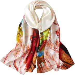 100% Mulberry Silk Scarf for Women, 68"x21" Silk Hair Head Wraps,Oblong Shawls