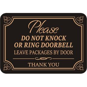 Do Not Knock or Ring Doorbell Sign - 5" x 3.5" Aluminum Metal Sign, With strong self-adhesive tape - Please Do Not Ring Doorbell Sign - Do Not Knock Sign - No Soliciting Sign for House Door