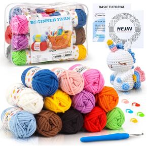 6x50g Rainbow Yarn for Crocheting and Knitting; 6x66M Rainbow Yarn with Easy-to-See Stitches; Worsted-Weight Medium #4; Yarn for Beginners Crochet Kit Making