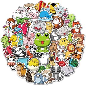 Cute Animal Stickers - 50 PCS Cute Stickers for Teens Waterproof Vinyl Kawaii Aesthetic Stickers,Laptop Phone Computer Stickers for Boys Girls (Cartoon Animal Stickers)