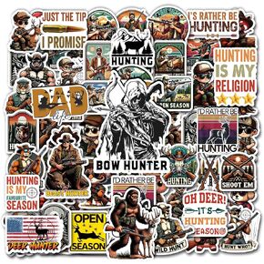 Pack 50 PCS Go Hunting Sticker Print Outdoor Theme Waterproof Vinyl Decals Items for Men Boys Teens Adults Decorations Laptop Phone Case Car Water Bottle Helmet Bumper