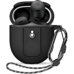 Case for Google Pixel Buds Pro 2022, Full-Body Shockproof Protective Case for Google Pixel Buds Pro Anti-Lost Carrying Portable Silicone Protective Case Cover with Carabiner and Lanyard (Off White)