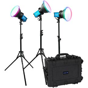 Dracast X Series M80 RGB and Bi-Color LED 3 Light Kit with Injection Molded Travel Case