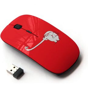 [ Optical 2.4G Wireless Mouse [ Elephant White Long Trunk Selfie Parody Funny ]
