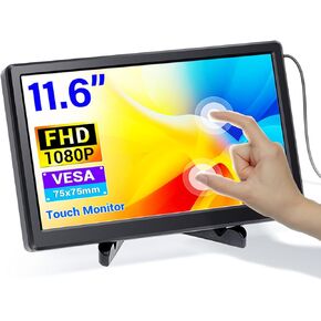 ELECROW Portable Touch Monitor 11.6 Inch Touchscreen Display FHD 1920x1080 Resolution HDMI-Compatible/VGA Port Input Compatible with Raspberry Pi Windows PC Game Console