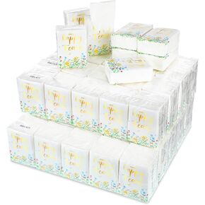 100 Pcs Travel Tissue Packs Small Personal Facial Tissues Eucalyptus Leave Pocket Tissues Cute Individual Facial Tissue Packs for Wedding Party Favors