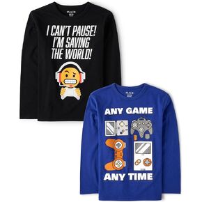 The Children's Place boys Classic Gamer And Game Boss Tee 2 Pack