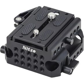 Nitze Camera Baseplate with 15mm LWS Rod Clamp, 15mm Baseplate with Quick Release Design for Cameras and Cages - PB13