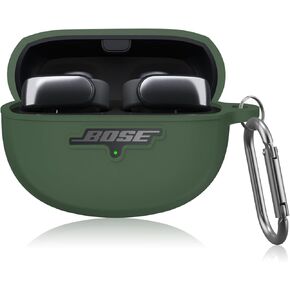 غطاء حافظة سماعات الأذن Bose Ultra Open، حافظة من السيليكون الناعم لسماعات الأذن اللاسلكية Bose Open Ear، غطاء واقٍ مقاوم للصدمات مع حلقة تسلق، مصباح LED أمامي وشعار مرئي (أسود)