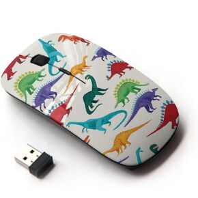 [ Optical 2.4G Wireless Mouse [ Dinosaur Pattern White Saurus Kids ]