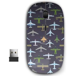 2.4G Ergonomic Portable USB Wireless Mouse for PC, Laptop, Computer, Notebook with Nano Receiver (Airplane Top View)