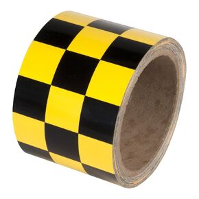 INCOM Manufacturing Checkerboard Race Pattern Laminated Safety Tape, 1 Inch Square, Yellow and Black, Indoor and Outdoor Use, 2 Inch x 54 ft, LCB210