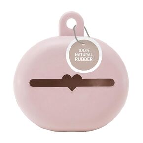 HEVEA Natural Rubber Pacifier Holder Case - 100% Natural Rubber - Danish Design Hygienic Holder for Pacifiers & Bottle Nipples, Easily Attaches to Bags & Strollers, BPA-Free, Vegan - Sand