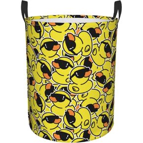 Cute Duck With Heart Round Laundry Hamper Storage Basket Toys Clothes Organizer Bin For Home Bathroom Bedroom Dorm Nursery, 38l