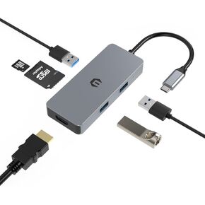 Tiergrade USB C Hub Multiport Adapter, 6-in-1 USB C Hub with 4K HDMI Output, 3. 0 USB-A Ports, SD Micro SD Card Reader, Type C Power Delivery, for Chromebook Pixel