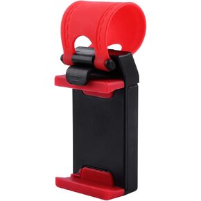 Joyzan Car Steering Wheel Phone Holder, Smartphone Hands Free Mount Portable Cellphone Universal Dashboard Handlebar Fixed Clip Buckle Stand Socket Clamp Mobile Cell Phones Trucks Vehicles Devices Red