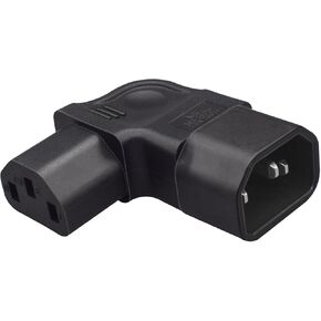IEC320 C14 Male to C13 Female AC Power Converter，90 Degree UP Right Angled Female C13 Power Extension Adapter,C14 3 pin to C13 for PDU & UPS,3 Pole， 250V 10A