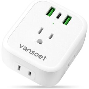 [2-Pack] European Travel Plug Adapter, International Power Plug Adapter with USB C 20W 4 Outlets 3 Fast Charge Ports (PD&QC), Type C Plug Adapter Travel Essentials to Europe Spain Italy France Germany