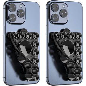 حامل هاتف بالشفط من السيليكون، ملحق هاتف لاصق من السيليكون لهواتف iPhone وAndroid، حامل هاتف دش بمرآة بدون استخدام اليدين، مقاطع فيديو TikTok وصور شخصية (عبوة شفافة من قطعتين، مزدوجة الجوانب)