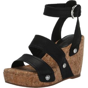 Lucky Brand Women's VALINTINA Wedge Sandal, Black, 11