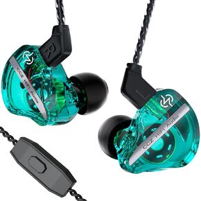CCZ DC01 Pro in Ear Monitor Headphones, Professional IEM Earphones, Super Bass & Noise Cancelling Wired Earbuds, 3.5mm Plug in Ear Headphones with 1DD Patent Ear fins Ear tips (Purple-Blue no mic)