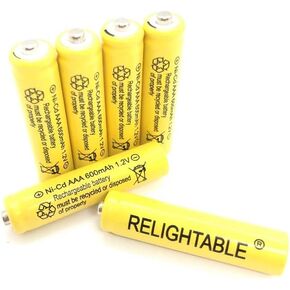 AAA Size NiCd AAA 600mAh 1.2V Rechargeable Batteries for Solar Lamp Solar Light (6-PCS AAA 600mAh Yellow)