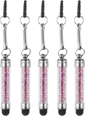 MECCANIXITY 5pcs Stylus Pen for Touch Screens Mini Crystal Diamond Capacitive Pens for Universal All Touchscreen Devices, Purple in Saudi Arabia