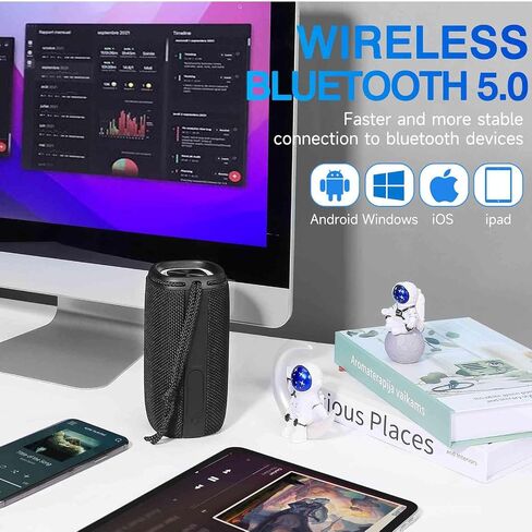 سماعات بلوتوث من سلسلة أوربانكس سكوربيو IPX6 مقاومة للماء، صوت محيطي عالي الدقة، اقتران لاسلكي حقيقي، BT5.3، مكبر صوت محمول للمنزل، الحفلات، الشاطئ، السفر، الهاتف الذكي، الكمبيوتر اللوحي - أسود in Saudi Arabia