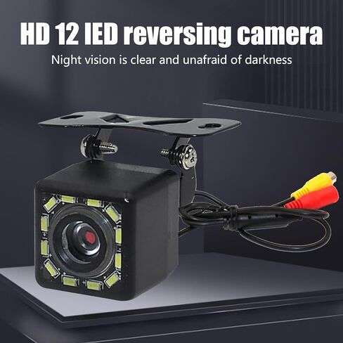 1 قطعة كاميرا عكس السيارة، 12 LED HD رؤية ليلية مضادة للماء وكاميرا خلفية مقاومة للصدمات مع حزام أسلاك، زاوية رؤية واسعة 150 درجة مع خط مسطرة، عالمية للسيارات (أسود) in Kuwait