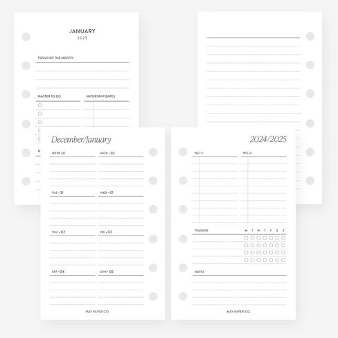 2025 Pocket Weekly Planner Refill, Week on Two Page Planner Insert for Pocket Filofax and LV PM 6 ringed Agenda (Weeks with Tracker) in Saudi Arabia