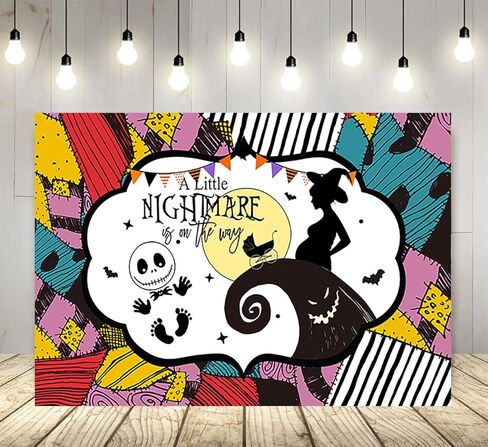 كابوس صغير على الطريق خلفية لمستلزمات الحفلات مقاس 70.8 × 47.2 بوصة كابوس الهالوين قبل عيد الميلاد، لافتة استحمام الطفل لتزيين طاولة الكيك in Kuwait