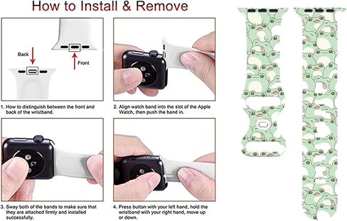 Frog Watch Band Compatible with Apple Watch, Iwatch Bands Soft Silicone Strap Adjustable Replacement for All Series in Saudi Arabia
