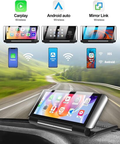 CAMECHO Foldable Portable Car Stereo with Wireless Apple Carplay Android Auto 6.86" CarPlay Screen for Car Radio with Bluetooth/Mirror Link/FM/AUX/Voice Control/Driveplay/Multimedia Player in Saudi Arabia
