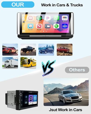 CAMECHO Foldable Portable Car Stereo with Wireless Apple Carplay Android Auto 6.86" CarPlay Screen for Car Radio with Bluetooth/Mirror Link/FM/AUX/Voice Control/Driveplay/Multimedia Player in Saudi Arabia