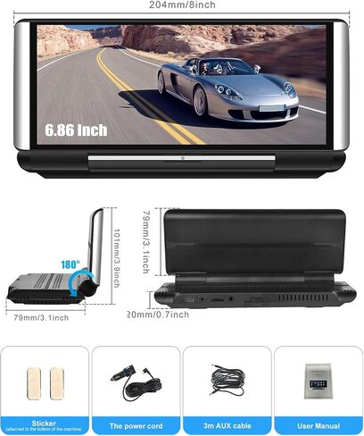 CAMECHO Foldable Portable Car Stereo with Wireless Apple Carplay Android Auto 6.86" CarPlay Screen for Car Radio with Bluetooth/Mirror Link/FM/AUX/Voice Control/Driveplay/Multimedia Player in Saudi Arabia