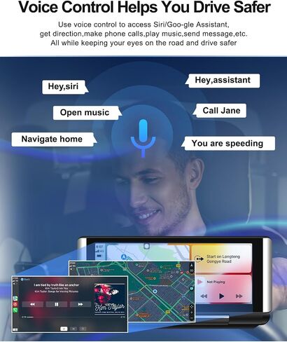 CAMECHO Foldable Portable Car Stereo with Wireless Apple Carplay Android Auto 6.86" CarPlay Screen for Car Radio with Bluetooth/Mirror Link/FM/AUX/Voice Control/Driveplay/Multimedia Player in Saudi Arabia