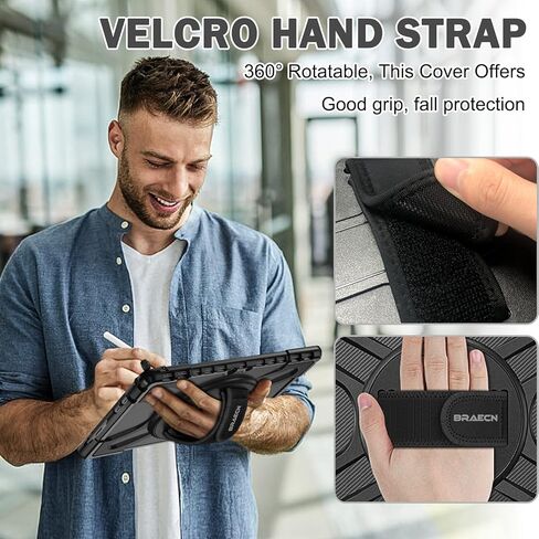 BRAECN Case for Surface Pro 8-13 Inch 2021, Rugged with 360° Rotating Stand/Hand Strap & Keyboard Adsorption Interface for Microsoft Surface Pro 8 2021 -Black in Saudi Arabia