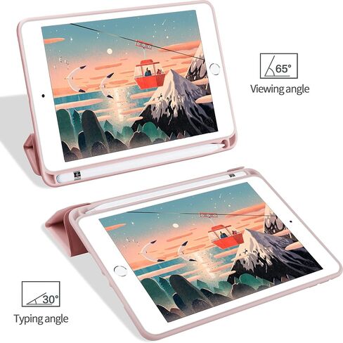 حافظة kenke لجهاز iPad Mini 5 2019 مقاس 7.9 بوصات، حافظة ذكية بحامل ثلاثي الطي مع حامل أقلام، غطاء خلفي ناعم ورفيع مقاوم للصدمات من مادة TPU لجهاز iPad Mini الجيل الخامس 7.9 بوصات، رمادي فاتح in Saudi Arabia