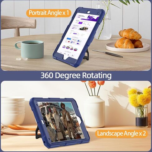 AVAWO Case for iPad 9th 8th 7th Generation (10.2 inch, 2021/2020/2019) with [Swivel Stand][Shoulder/Hand Strap], Protective Cover for iPad 10.2" 9/8/7th with Lanyard, Navy Blue in Saudi Arabia