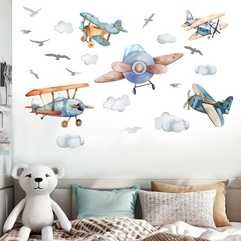 Airplane Wall Stickers - Aircrafts Wall Decals - Kids Baby Boys Nursery Children Daycare Bedroom Playroom Wall Decor in Saudi Arabia