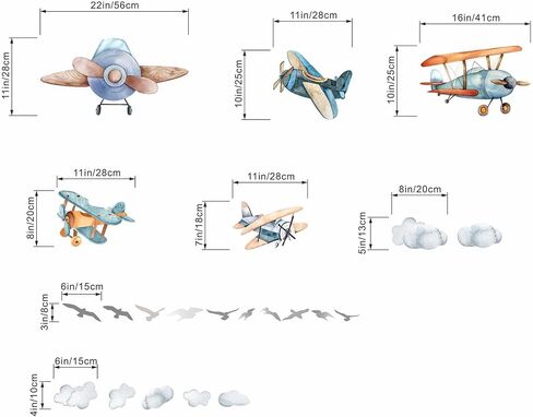 Airplane Wall Stickers - Aircrafts Wall Decals - Kids Baby Boys Nursery Children Daycare Bedroom Playroom Wall Decor in Saudi Arabia